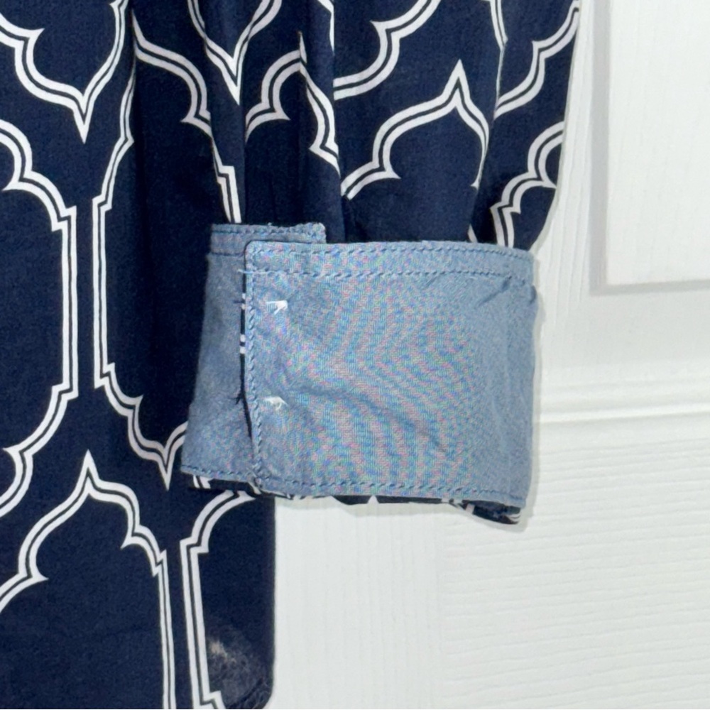 St. John's Bay Women’s Navy‎ White Moroccan Cotton Button lightweight Shirt XL - Picture 6 of 11